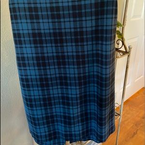 Blue plaid pencil skirt